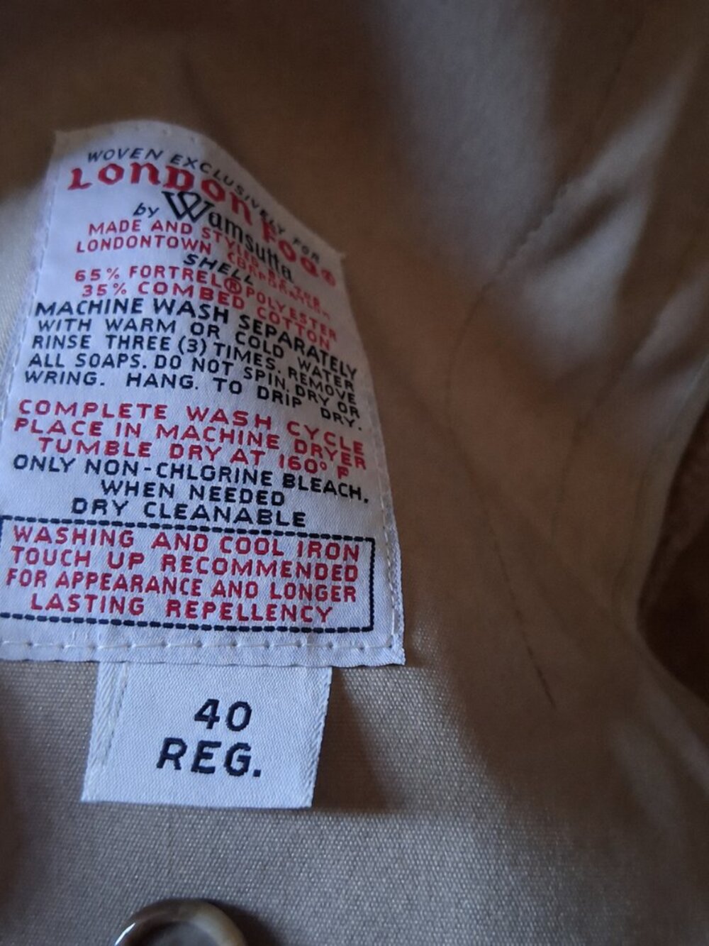 Vintage London Fog Trench Coat 40R USA Made Removable Liner Beige Long Coat - Picture 9 of 13